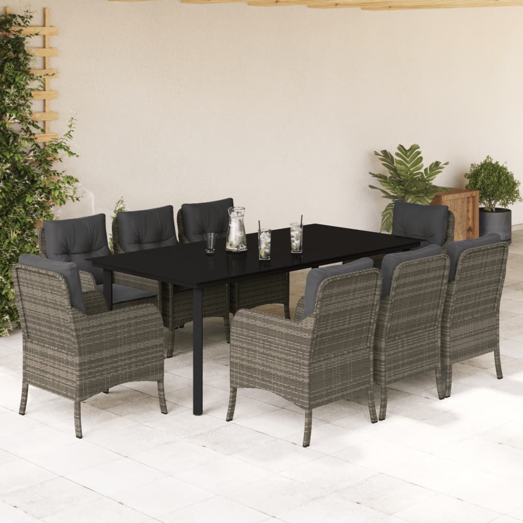 9-delige Tuinset met kussens poly rattan grijs is nu te koop bij PeponiXL, paradijselijk wonen!