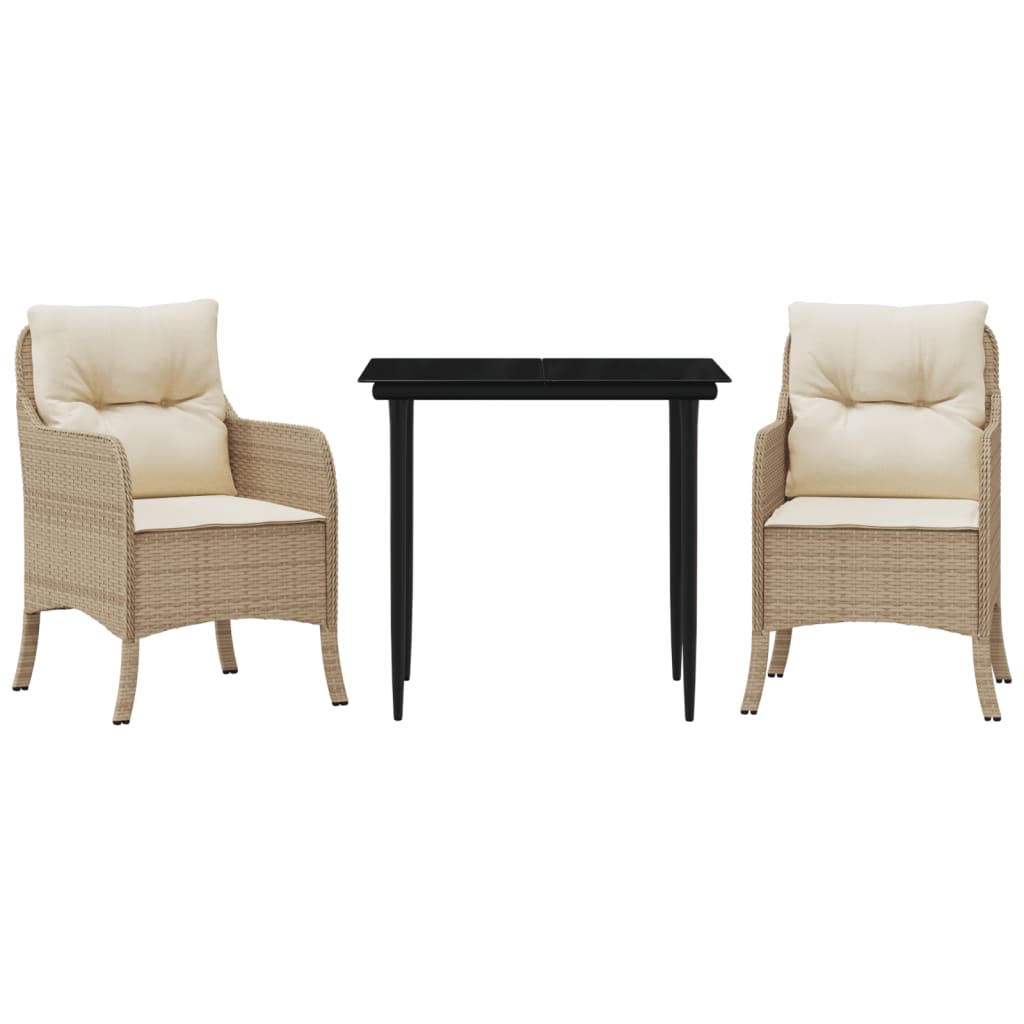 3-delige Tuinset met kussens poly rattan beige is nu te koop bij PeponiXL, paradijselijk wonen!
