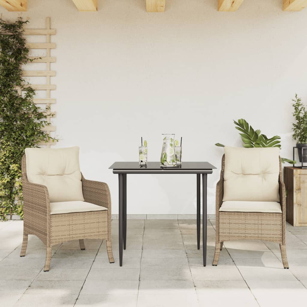 3-delige Tuinset met kussens poly rattan beige is nu te koop bij PeponiXL, paradijselijk wonen!