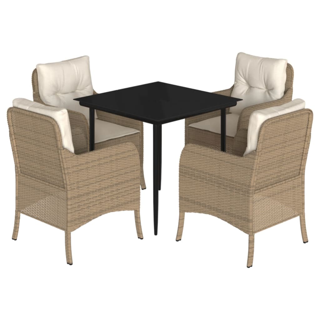 5-delige Tuinset met kussens poly rattan beige is nu te koop bij PeponiXL, paradijselijk wonen!