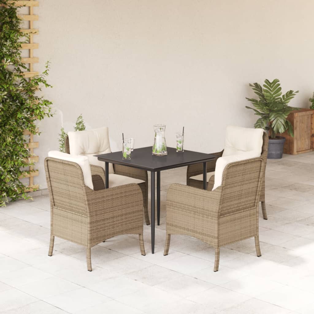 5-delige Tuinset met kussens poly rattan beige is nu te koop bij PeponiXL, paradijselijk wonen!