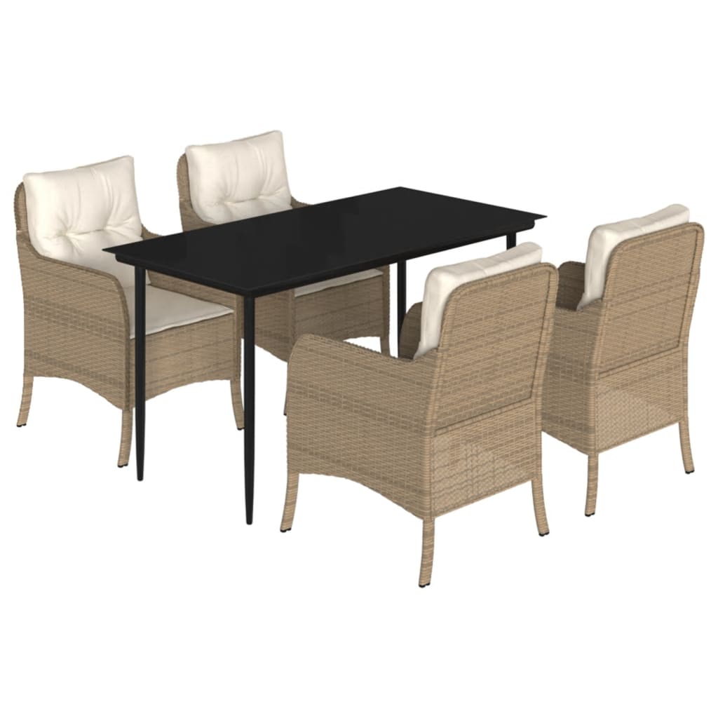 5-delige Tuinset met kussens poly rattan beige is nu te koop bij PeponiXL, paradijselijk wonen!
