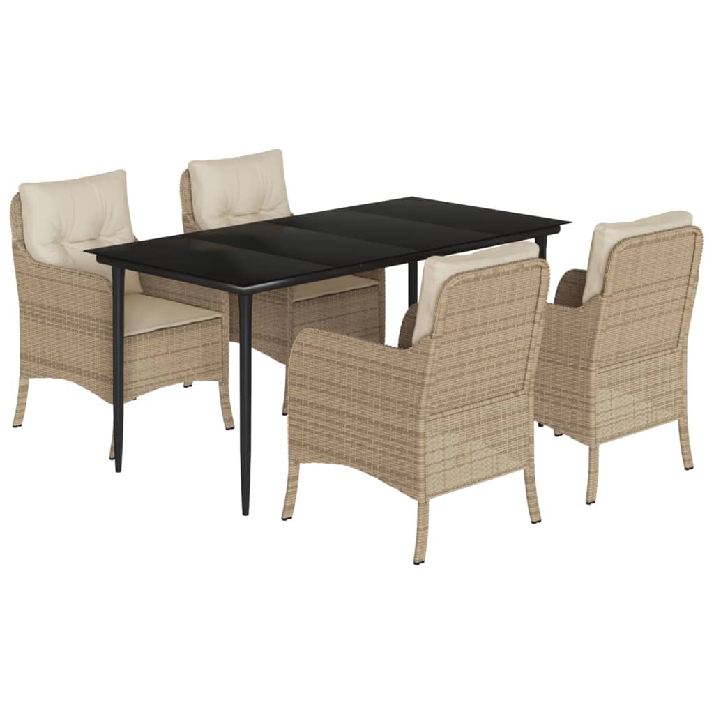 5-delige Tuinset met kussens poly rattan beige is nu te koop bij PeponiXL, paradijselijk wonen!