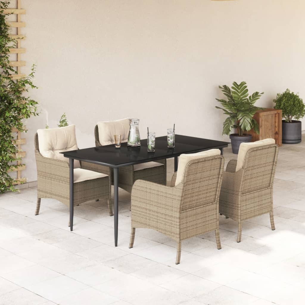 5-delige Tuinset met kussens poly rattan beige is nu te koop bij PeponiXL, paradijselijk wonen!