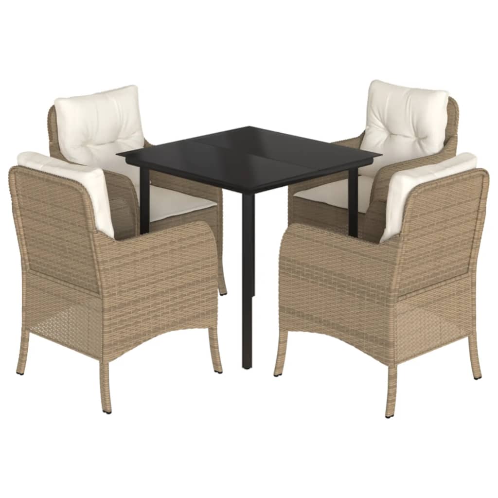 5-delige Tuinset met kussens poly rattan beige is nu te koop bij PeponiXL, paradijselijk wonen!