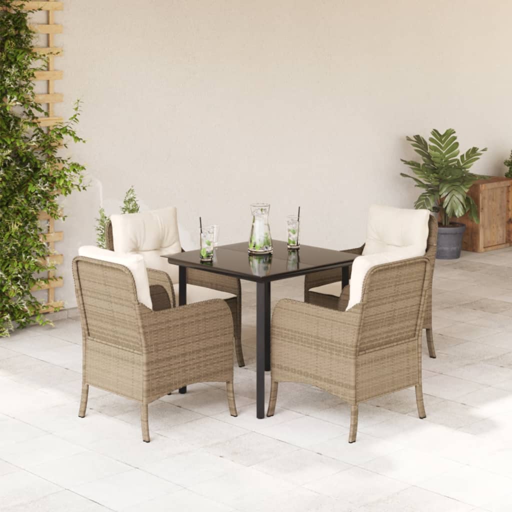 5-delige Tuinset met kussens poly rattan beige is nu te koop bij PeponiXL, paradijselijk wonen!