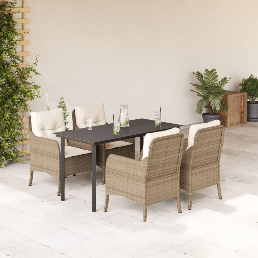 5-delige Tuinset met kussens poly rattan beige is nu te koop bij PeponiXL, paradijselijk wonen!