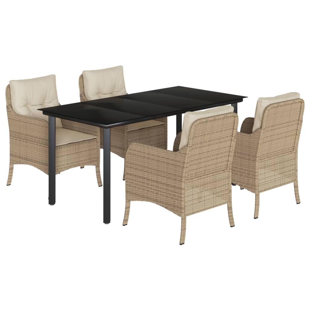 5-delige Tuinset met kussens poly rattan beige is nu te koop bij PeponiXL, paradijselijk wonen!