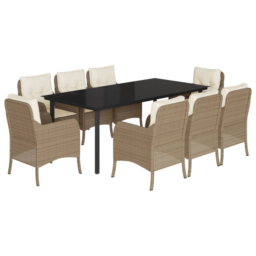 9-delige Tuinset met kussens poly rattan beige is nu te koop bij PeponiXL, paradijselijk wonen!