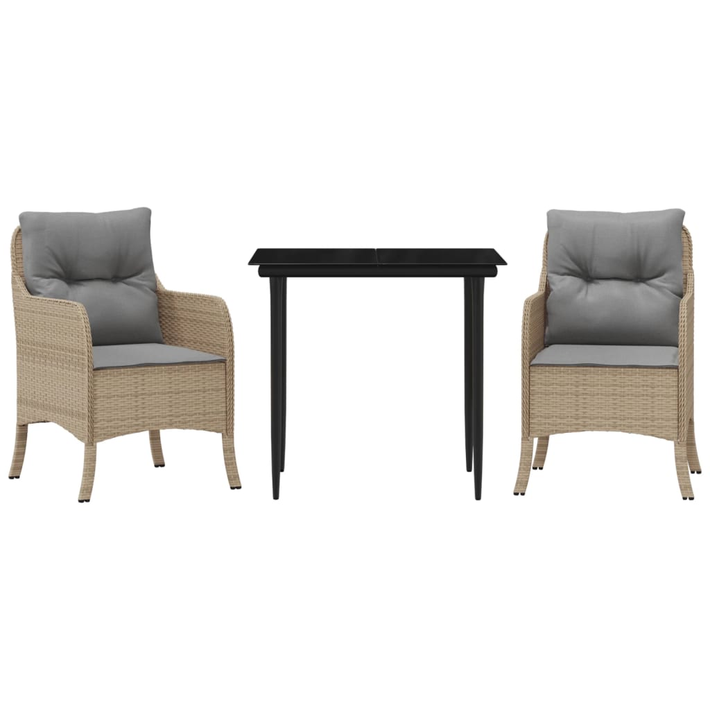 3-delige Tuinset met kussens poly rattan beige is nu te koop bij PeponiXL, paradijselijk wonen!