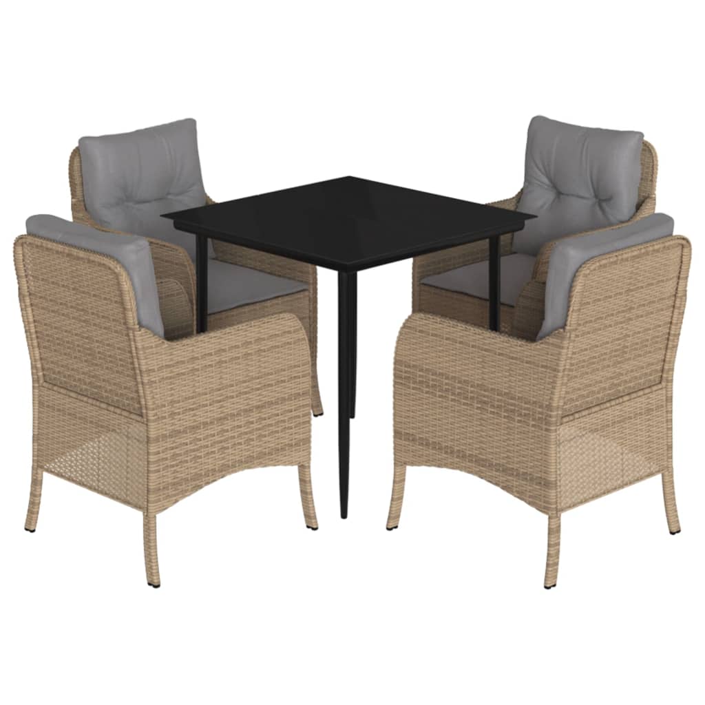 5-delige Tuinset met kussens poly rattan beige is nu te koop bij PeponiXL, paradijselijk wonen!