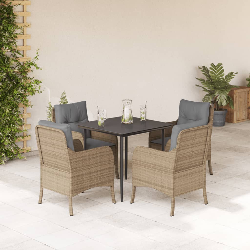5-delige Tuinset met kussens poly rattan beige is nu te koop bij PeponiXL, paradijselijk wonen!