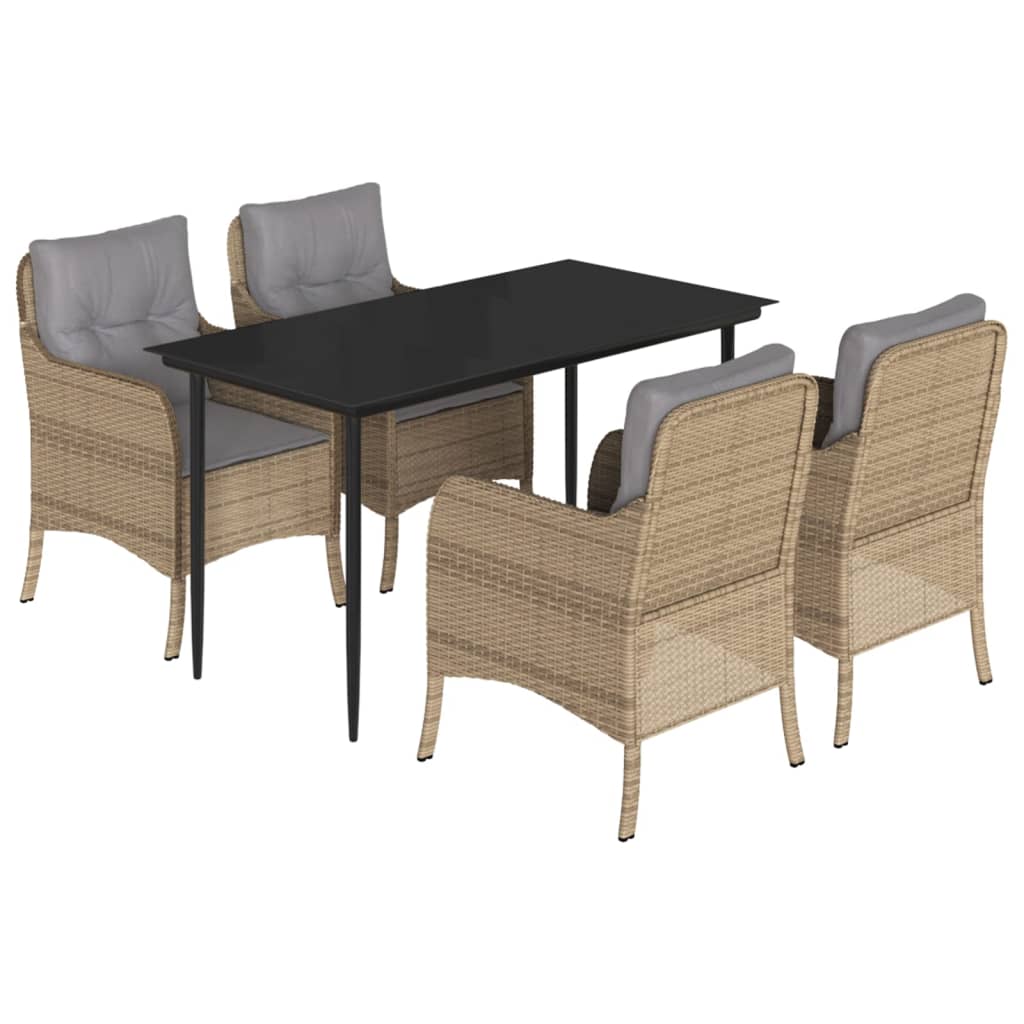 5-delige Tuinset met kussens poly rattan beige is nu te koop bij PeponiXL, paradijselijk wonen!