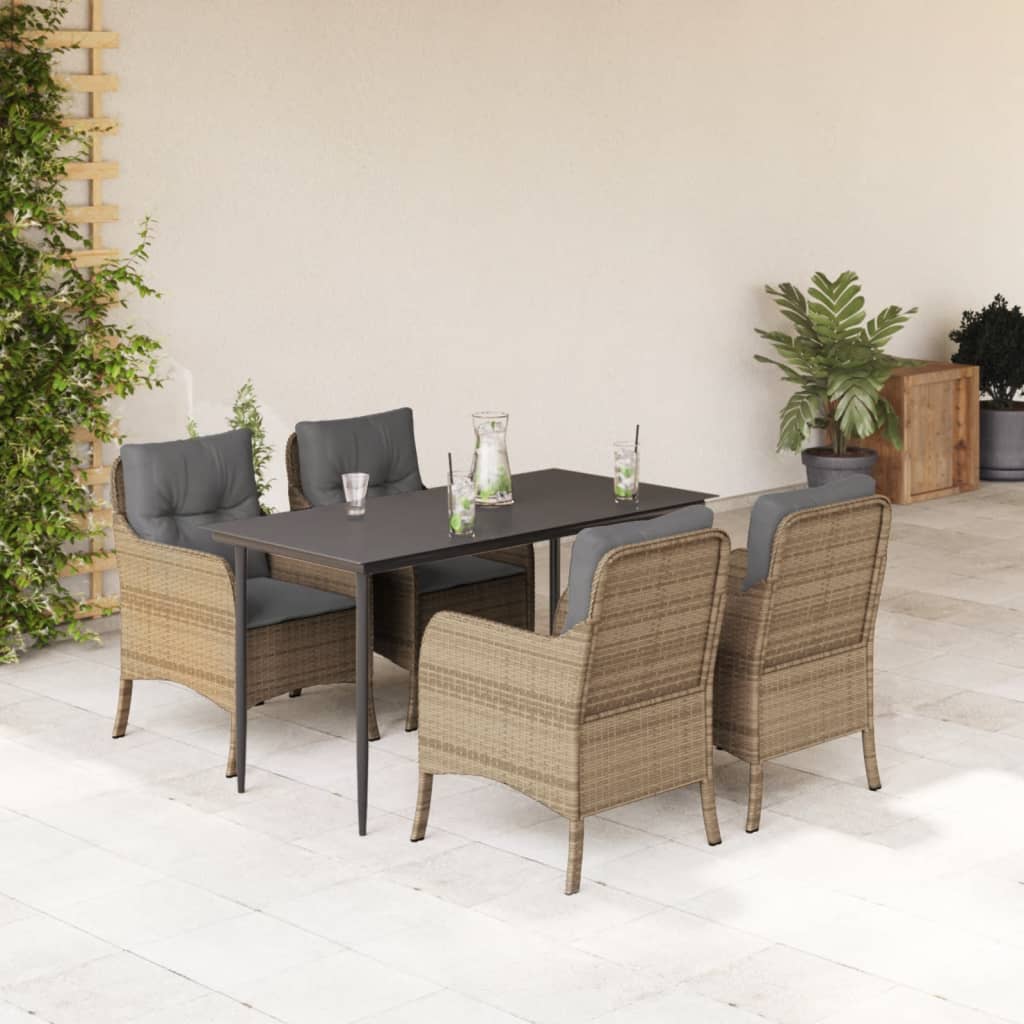 5-delige Tuinset met kussens poly rattan beige is nu te koop bij PeponiXL, paradijselijk wonen!