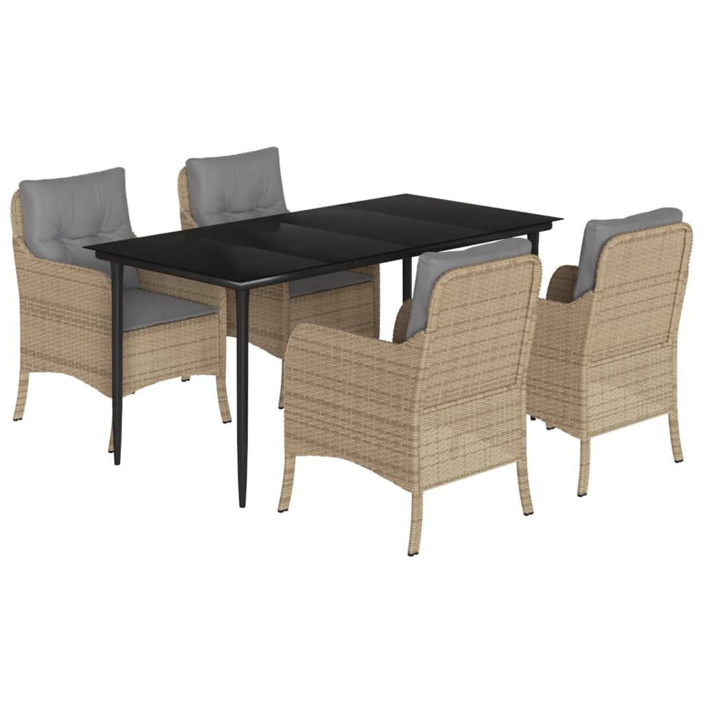 5-delige Tuinset met kussens poly rattan beige is nu te koop bij PeponiXL, paradijselijk wonen!