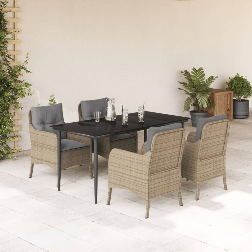 5-delige Tuinset met kussens poly rattan beige is nu te koop bij PeponiXL, paradijselijk wonen!