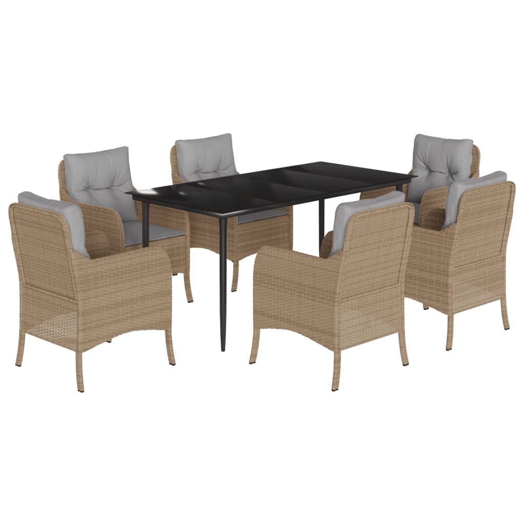 7-delige Tuinset met kussens poly rattan beige is nu te koop bij PeponiXL, paradijselijk wonen!