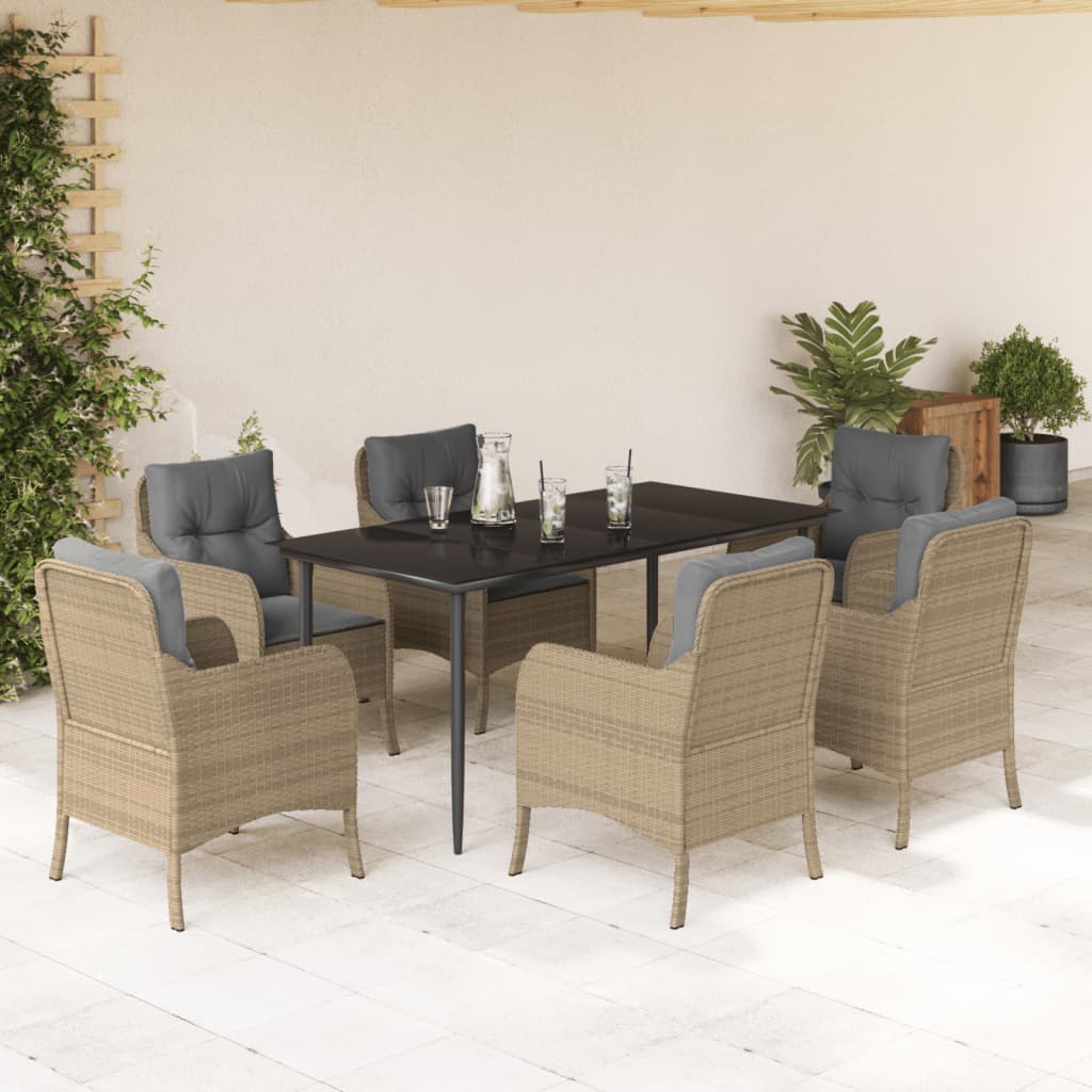 7-delige Tuinset met kussens poly rattan beige is nu te koop bij PeponiXL, paradijselijk wonen!