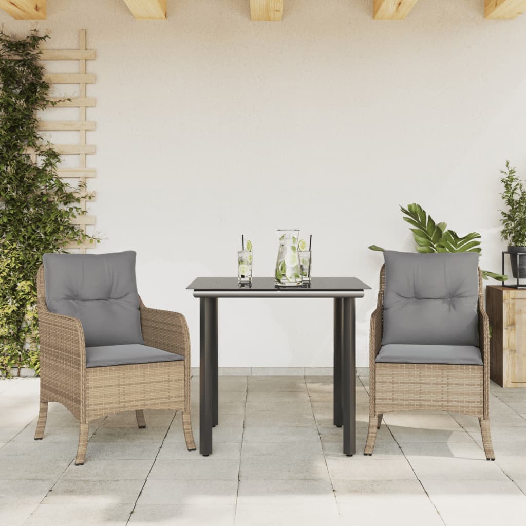 3-delige Tuinset met kussens poly rattan beige is nu te koop bij PeponiXL, paradijselijk wonen!