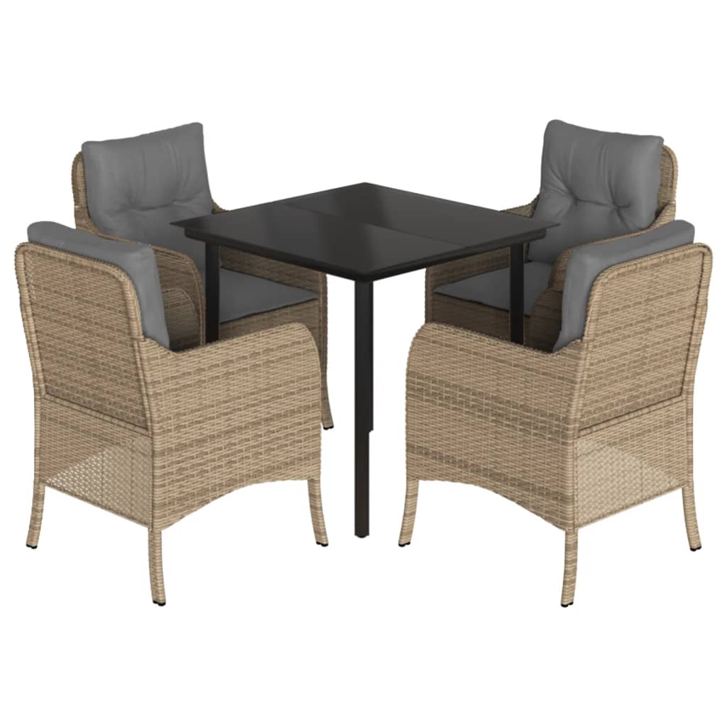 5-delige Tuinset met kussens poly rattan beige is nu te koop bij PeponiXL, paradijselijk wonen!