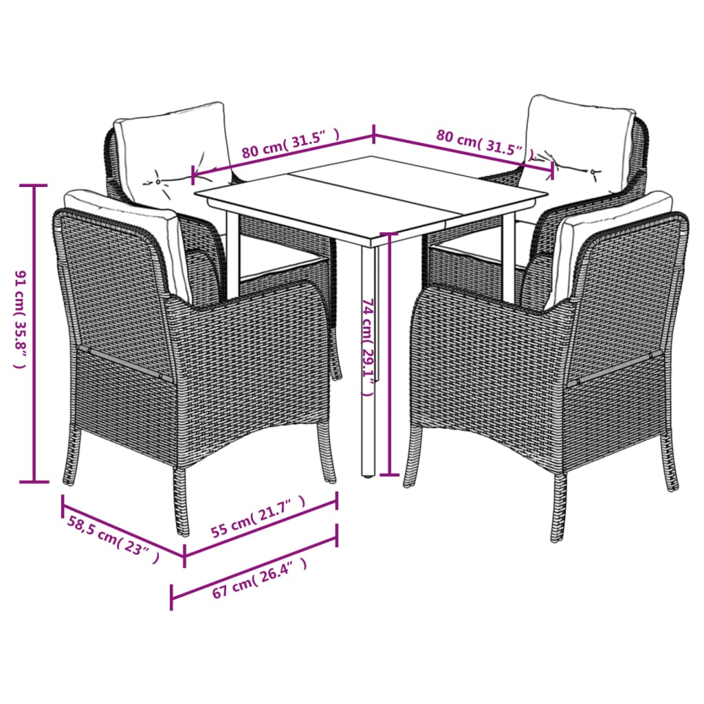 5-delige Tuinset met kussens poly rattan beige is nu te koop bij PeponiXL, paradijselijk wonen!