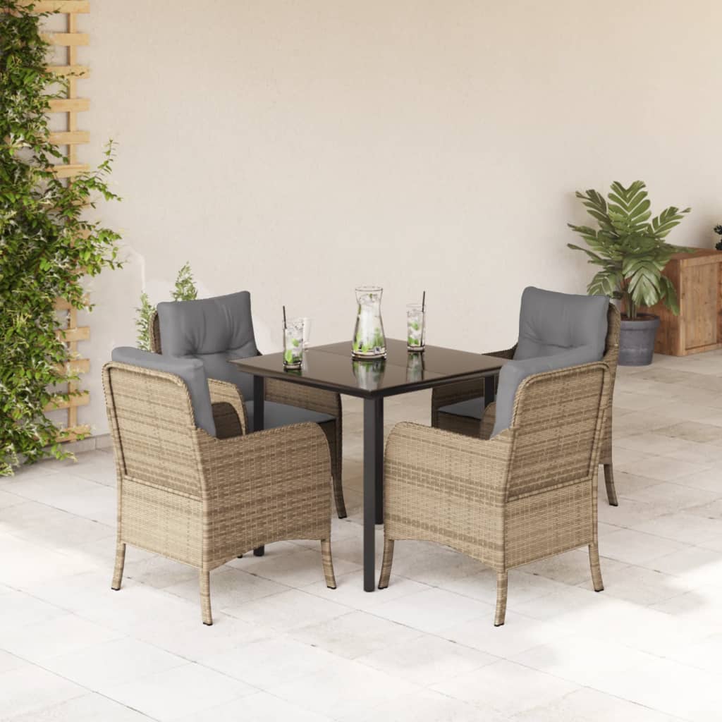 5-delige Tuinset met kussens poly rattan beige is nu te koop bij PeponiXL, paradijselijk wonen!