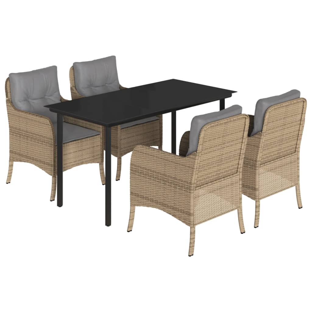 5-delige Tuinset met kussens poly rattan beige is nu te koop bij PeponiXL, paradijselijk wonen!