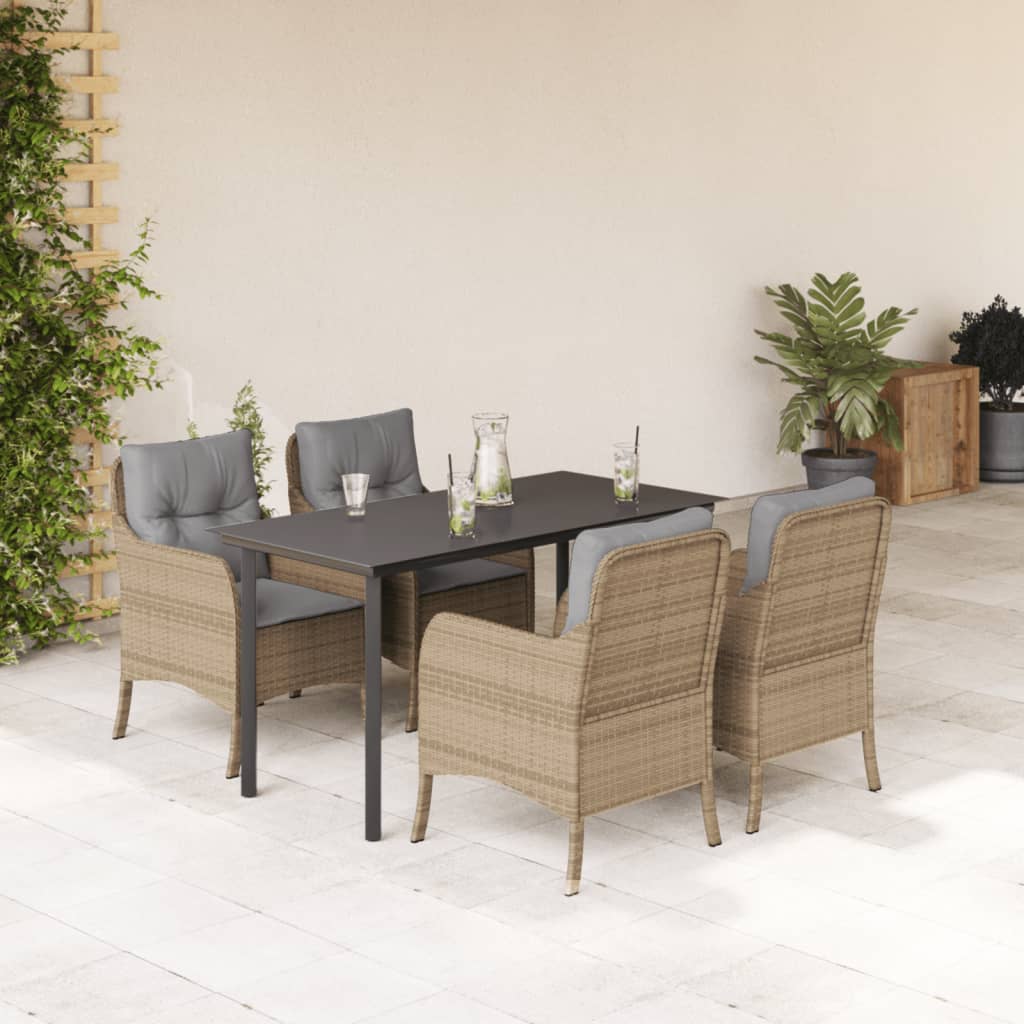 5-delige Tuinset met kussens poly rattan beige is nu te koop bij PeponiXL, paradijselijk wonen!