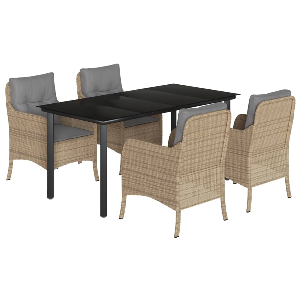 5-delige Tuinset met kussens poly rattan beige is nu te koop bij PeponiXL, paradijselijk wonen!