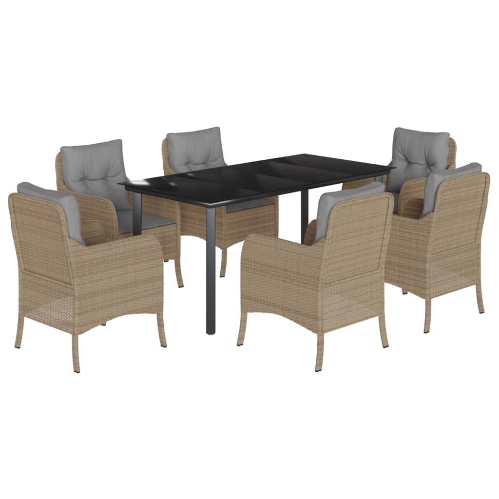 7-delige Tuinset met kussens poly rattan beige is nu te koop bij PeponiXL, paradijselijk wonen!