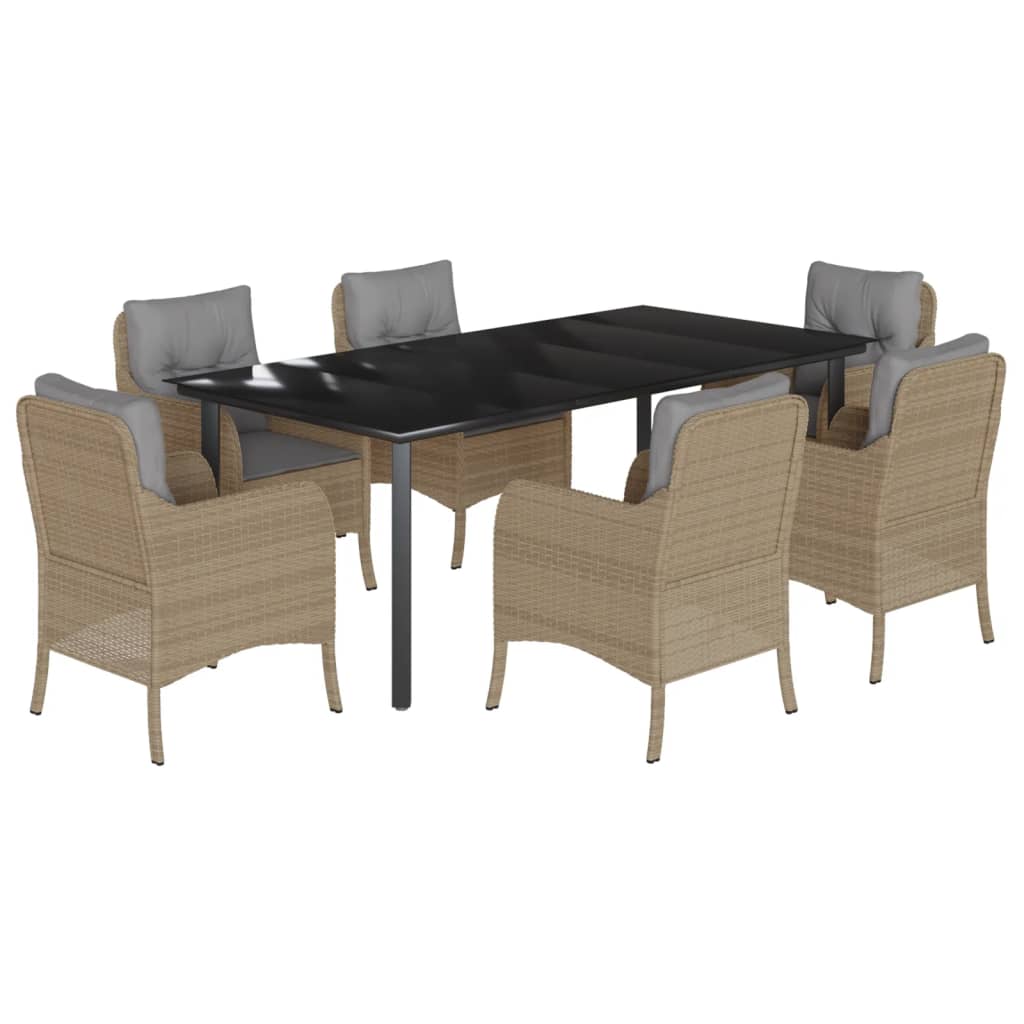7-delige Tuinset met kussens poly rattan beige is nu te koop bij PeponiXL, paradijselijk wonen!