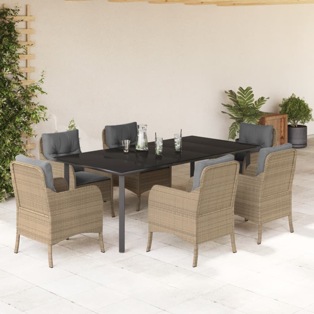7-delige Tuinset met kussens poly rattan beige is nu te koop bij PeponiXL, paradijselijk wonen!