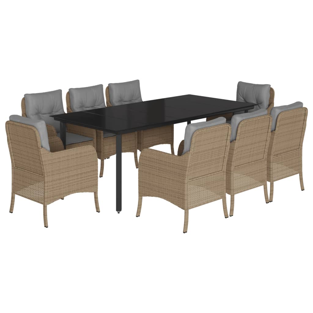 9-delige Tuinset met kussens poly rattan beige is nu te koop bij PeponiXL, paradijselijk wonen!