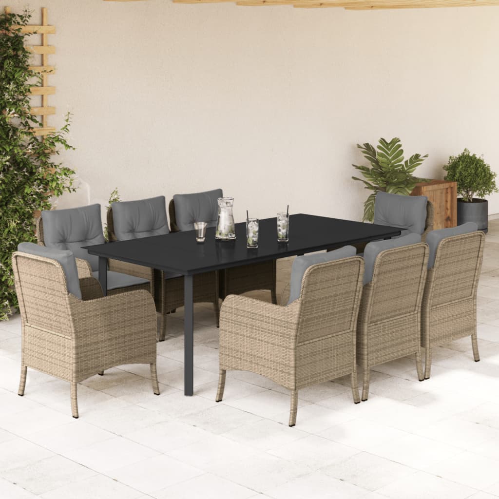 9-delige Tuinset met kussens poly rattan beige is nu te koop bij PeponiXL, paradijselijk wonen!