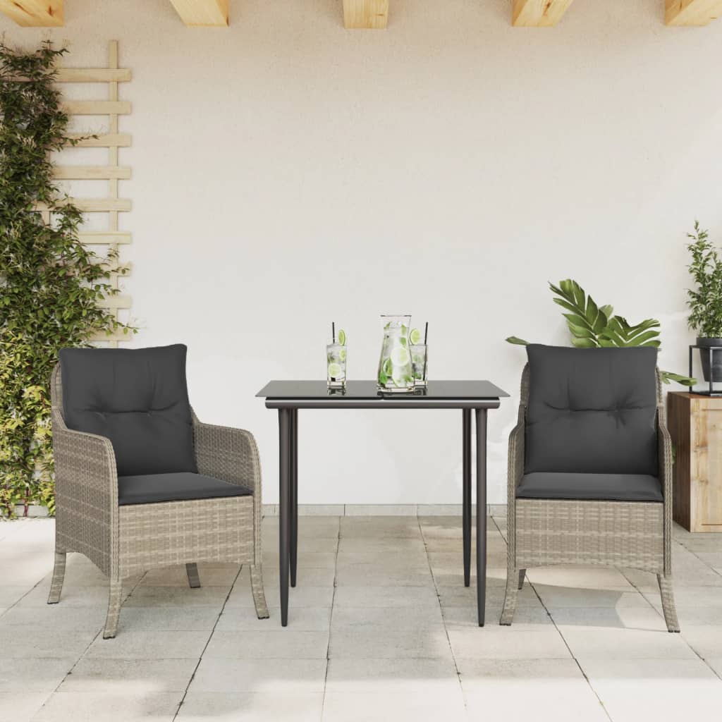 3-delige Tuinset met kussens poly rattan lichtgrijs is nu te koop bij PeponiXL, paradijselijk wonen!