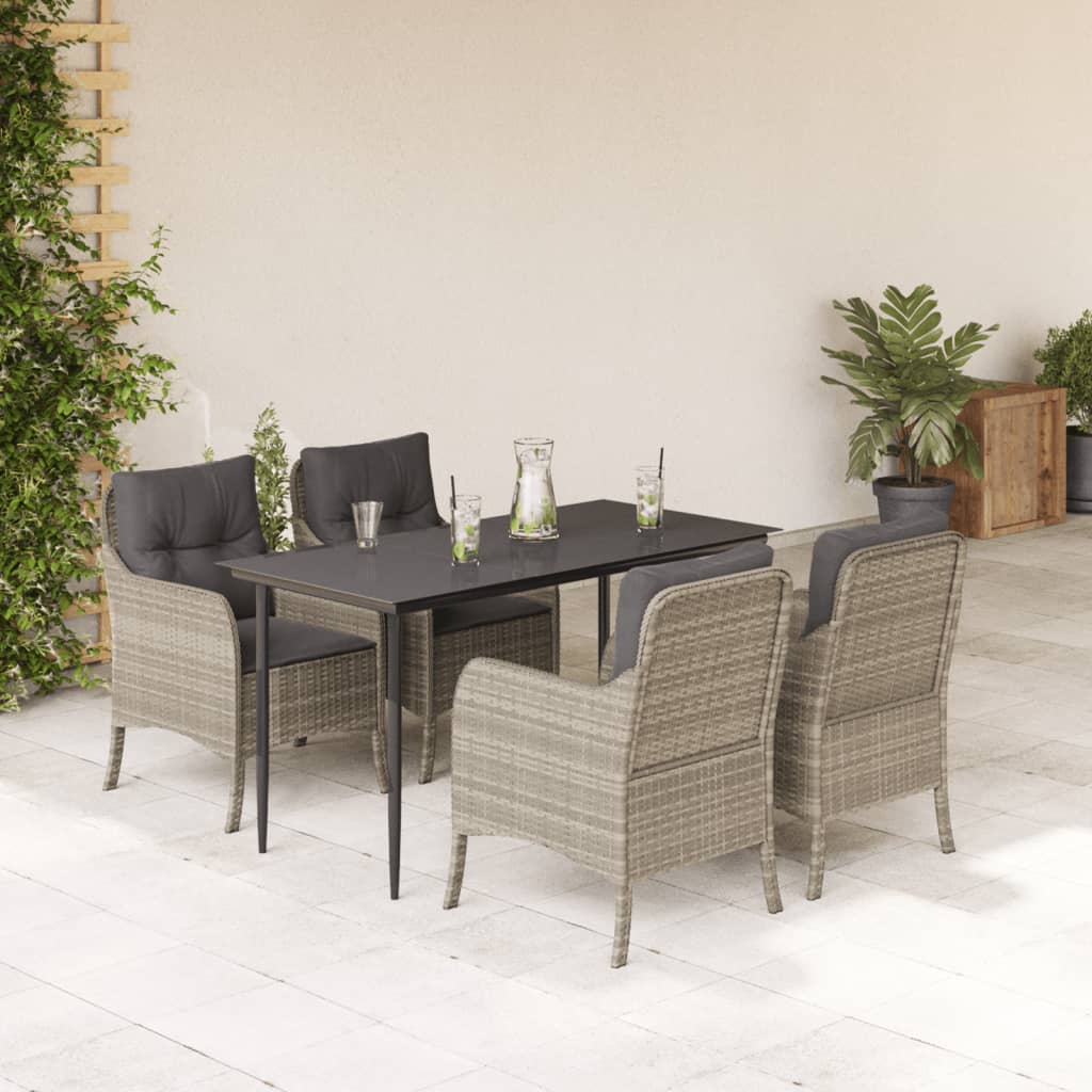 5-delige Tuinset met kussens poly rattan lichtgrijs is nu te koop bij PeponiXL, paradijselijk wonen!