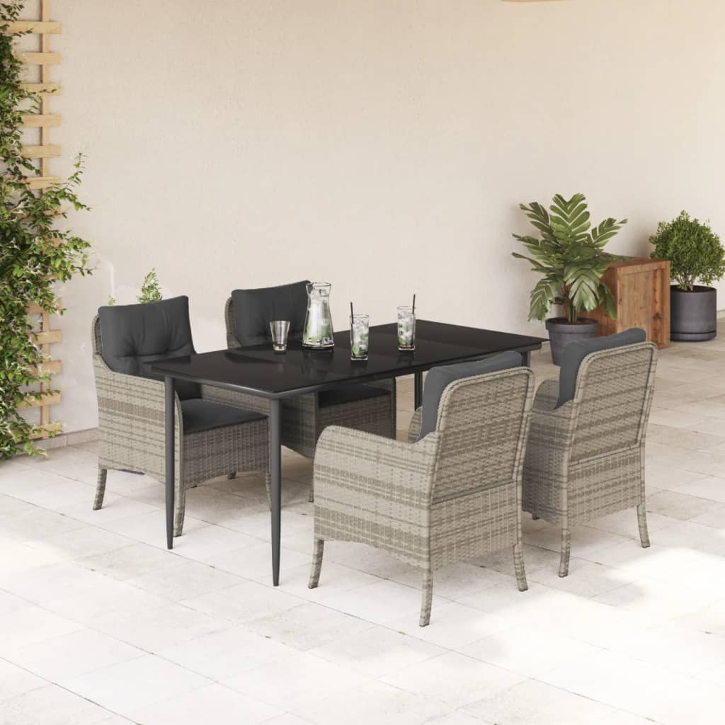 5-delige Tuinset met kussens poly rattan lichtgrijs is nu te koop bij PeponiXL, paradijselijk wonen!
