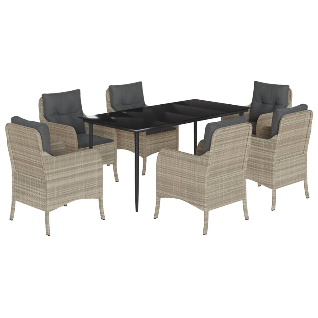 7-delige Tuinset met kussens poly rattan grijs is nu te koop bij PeponiXL, paradijselijk wonen!