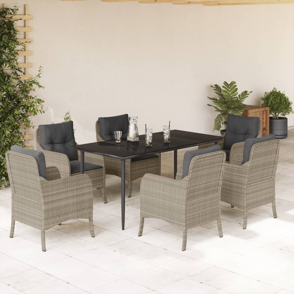 7-delige Tuinset met kussens poly rattan grijs is nu te koop bij PeponiXL, paradijselijk wonen!
