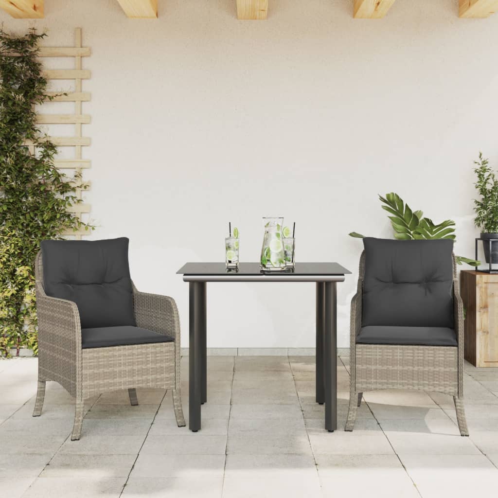 3-delige Tuinset met kussens poly rattan lichtgrijs is nu te koop bij PeponiXL, paradijselijk wonen!