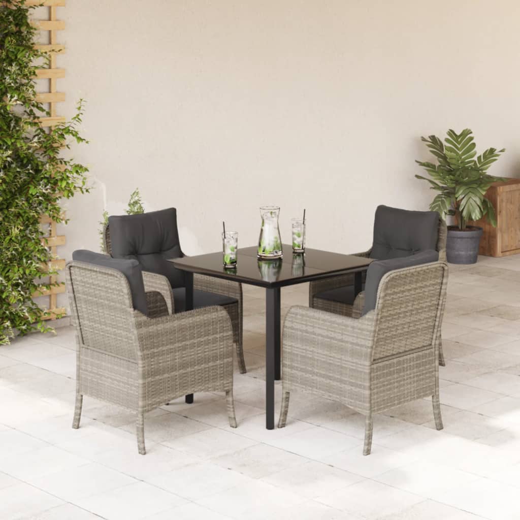 5-delige Tuinset met kussens poly rattan lichtgrijs is nu te koop bij PeponiXL, paradijselijk wonen!