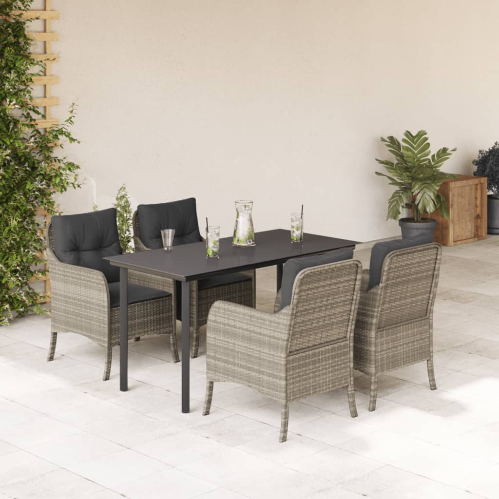 5-delige Tuinset met kussens poly rattan lichtgrijs is nu te koop bij PeponiXL, paradijselijk wonen!