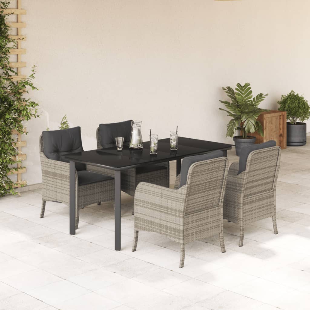 5-delige Tuinset met kussens poly rattan lichtgrijs is nu te koop bij PeponiXL, paradijselijk wonen!
