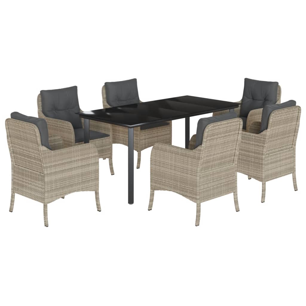 7-delige Tuinset met kussens poly rattan grijs is nu te koop bij PeponiXL, paradijselijk wonen!