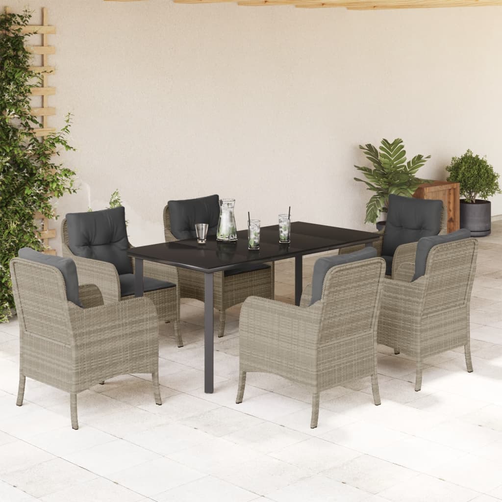 7-delige Tuinset met kussens poly rattan grijs is nu te koop bij PeponiXL, paradijselijk wonen!