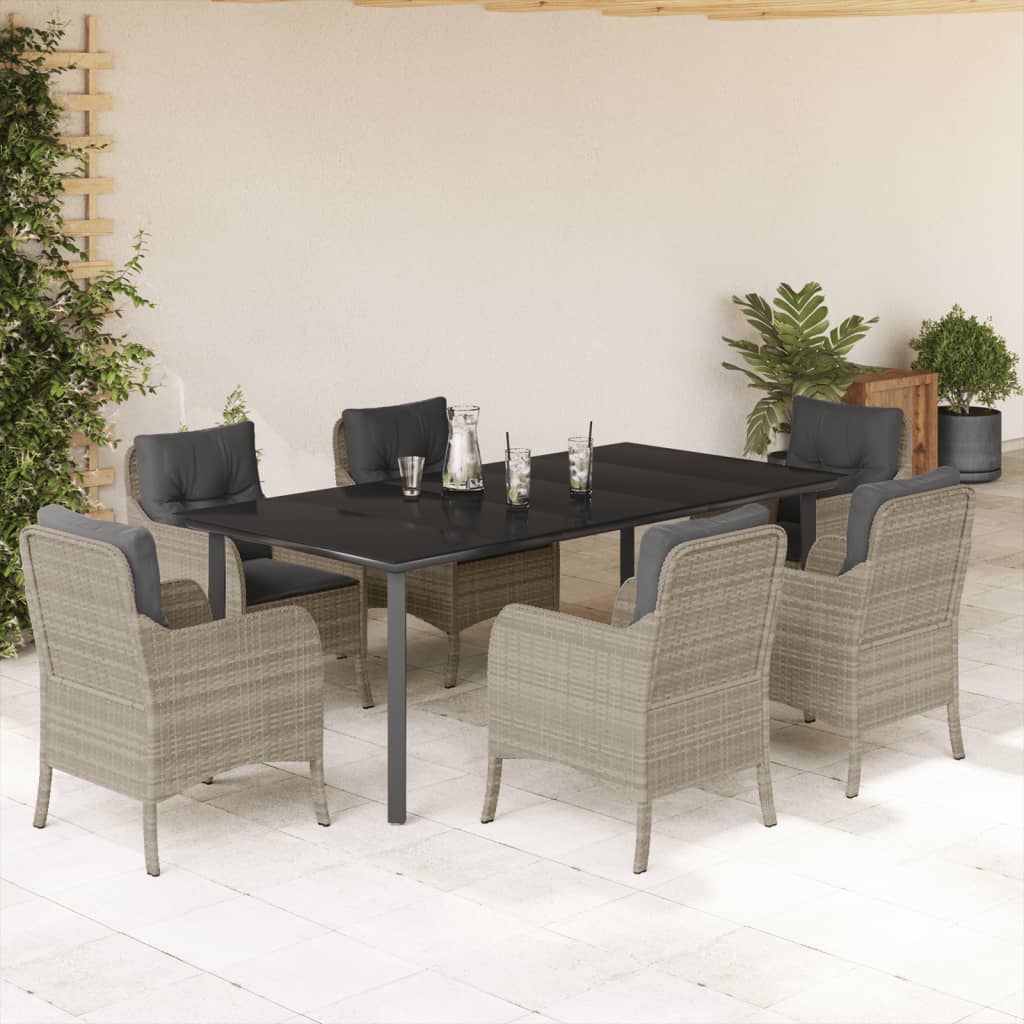 7-delige Tuinset met kussens poly rattan grijs is nu te koop bij PeponiXL, paradijselijk wonen!