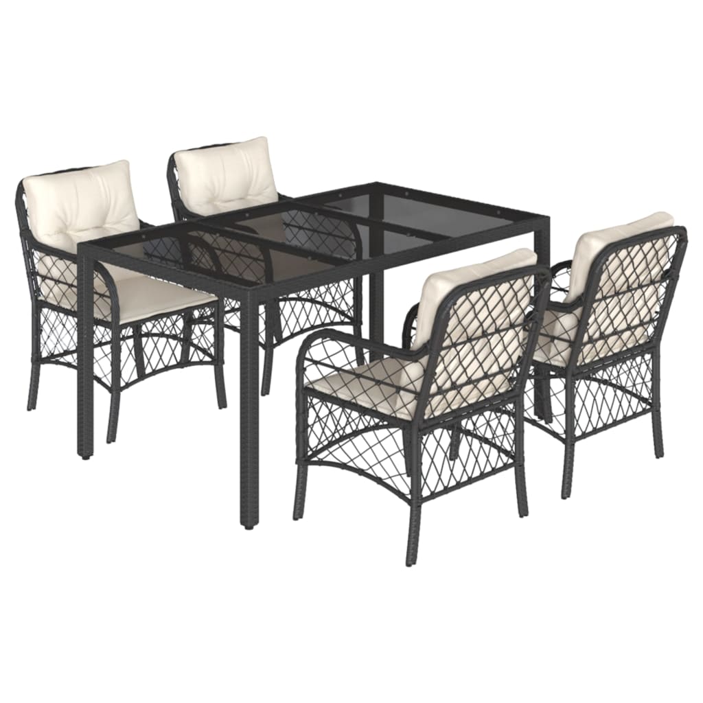 5-delige Tuinset met kussens poly rattan zwart is nu te koop bij PeponiXL, paradijselijk wonen!