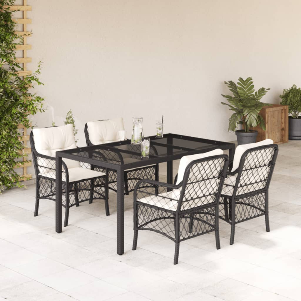 5-delige Tuinset met kussens poly rattan zwart is nu te koop bij PeponiXL, paradijselijk wonen!