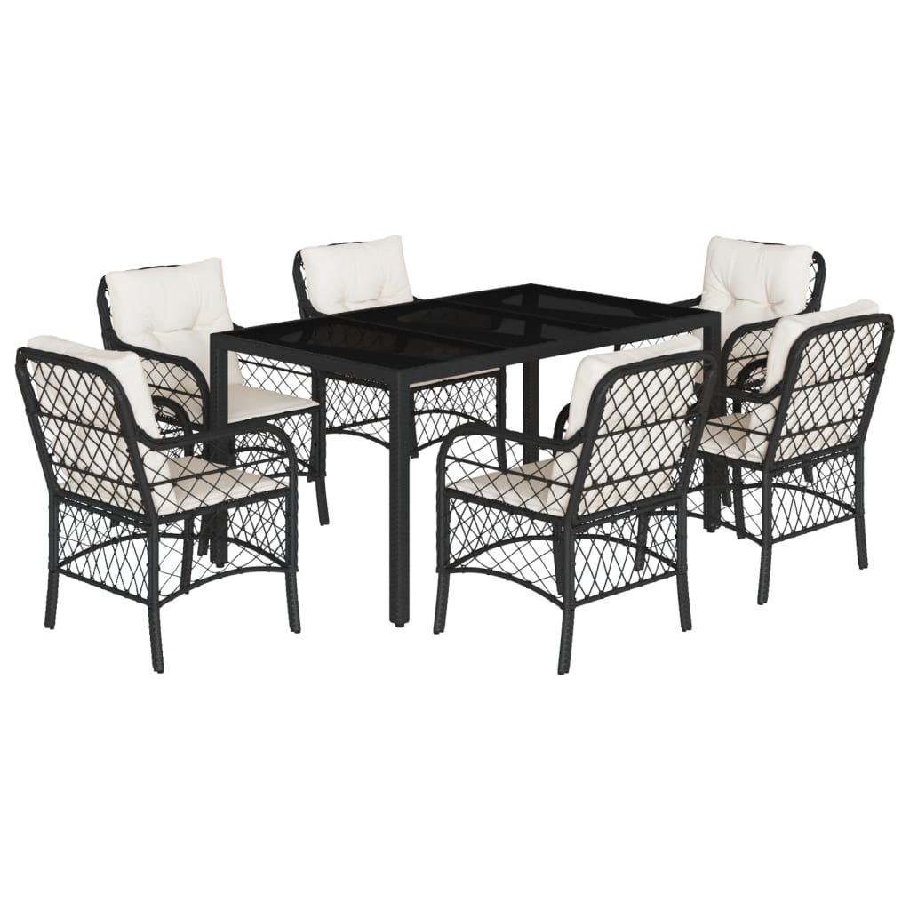 7-delige Tuinset met kussens poly rattan zwart is nu te koop bij PeponiXL, paradijselijk wonen!