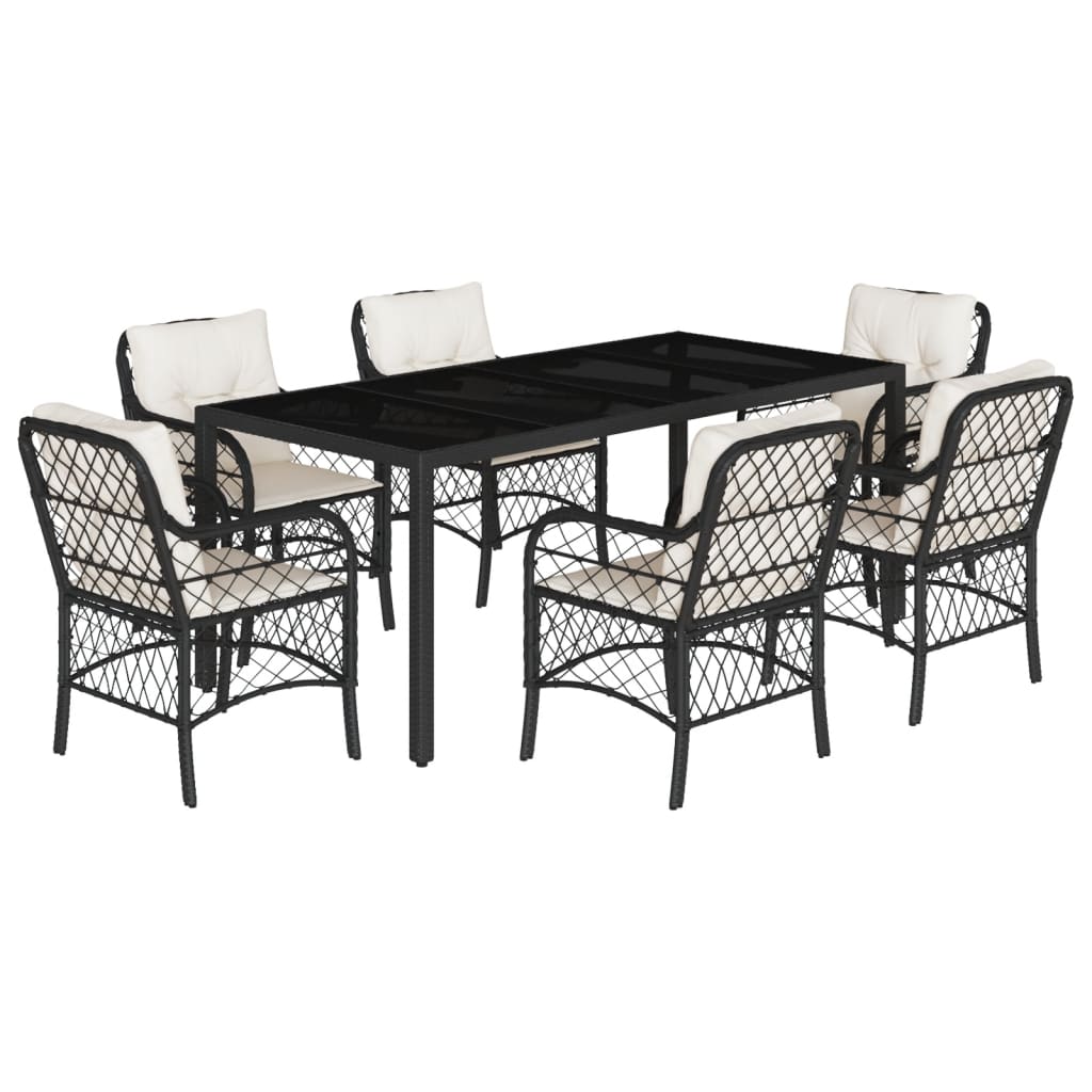 7-delige Tuinset met kussens poly rattan zwart is nu te koop bij PeponiXL, paradijselijk wonen!